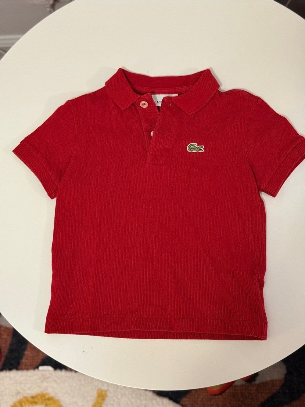 Lacoste Kids Bright Red Short-Sleeve cotton Polo 3T